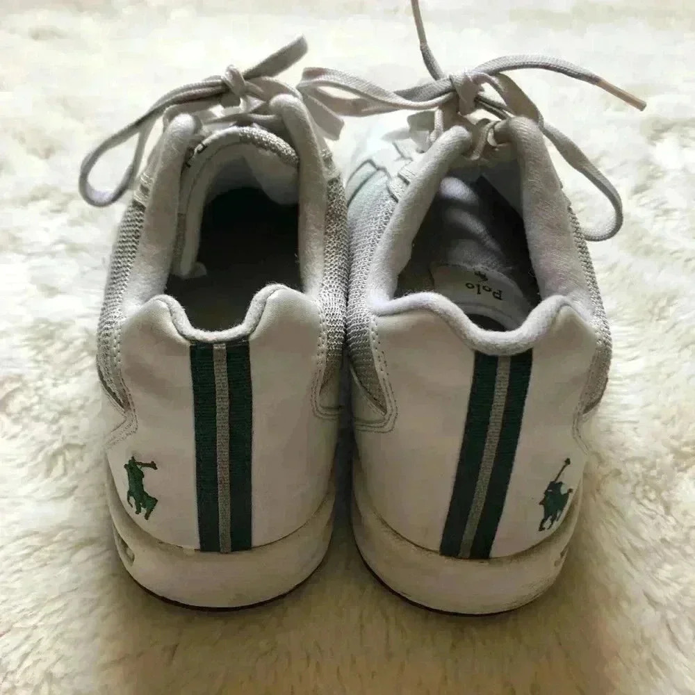 Polo By Ralph Lauren White & Green Sneakers Sz 11 - Picture 7 of 13